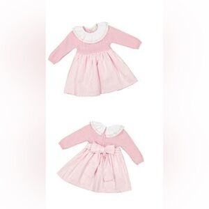 🌸 Sal & Pimenta Pink Gingham Sweater Dress | Size 4T | Cable Knit + Bow Back 🌸
